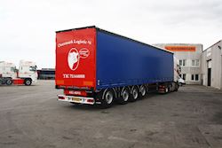 Ny flot Kel-Berg Maxi Flex 4 akslet gardintrailer til Overmark Logistic A/S, 