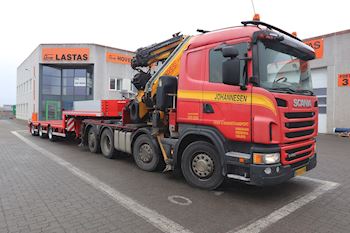 Lastas har leveret en ny Kel-Berg kort udtrækstrailer til Johannesen Kran & Maskintransport ApS