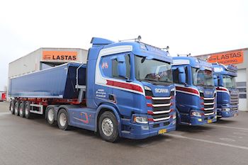 3 nye Kel-Berg 4 akslet tiptrailere leveret af Lastas til Hemmingsen Transport ApS