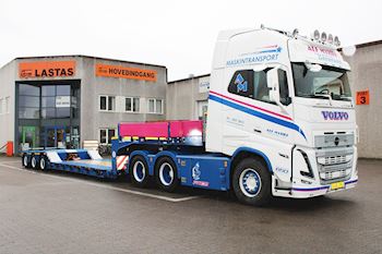 Alf Myhre Transport ApS med en ny Doll 3 akslet sengetrailer med dobbelt udtræk fra Lastas