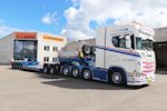 Alf Myhre Transport A/S er kørt fra Lastas med deres nye Max Trailer, 6 aksel modul sengetrailer