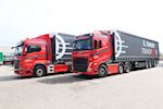 K. Hansen Transport A/S med 2 nye Kel-Berg  3 akslet city gardintrailere med EMS 32 træk 
