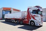 Kel-Berg 4 akslet jord tiptrailer 37 m3 med aut. rullepresenning leveret til DSV Transport A/S