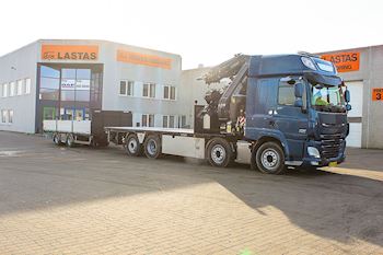 Flot DAF CF 510 FAX 8x2 med en Kel-Berg 2 akslet åben kærre til Vognmand Poul Erik Johansen